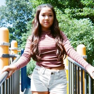 Hollister Striped Turtleneck Crop Top